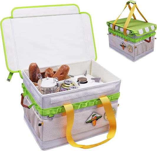 Himalaya 30L Camping Storage Bag with Lid, Carrot Orange Camping Organizer Containers, Picnic Basket Chuck Box Tactical Bag for Hiking Cookware Travel Car