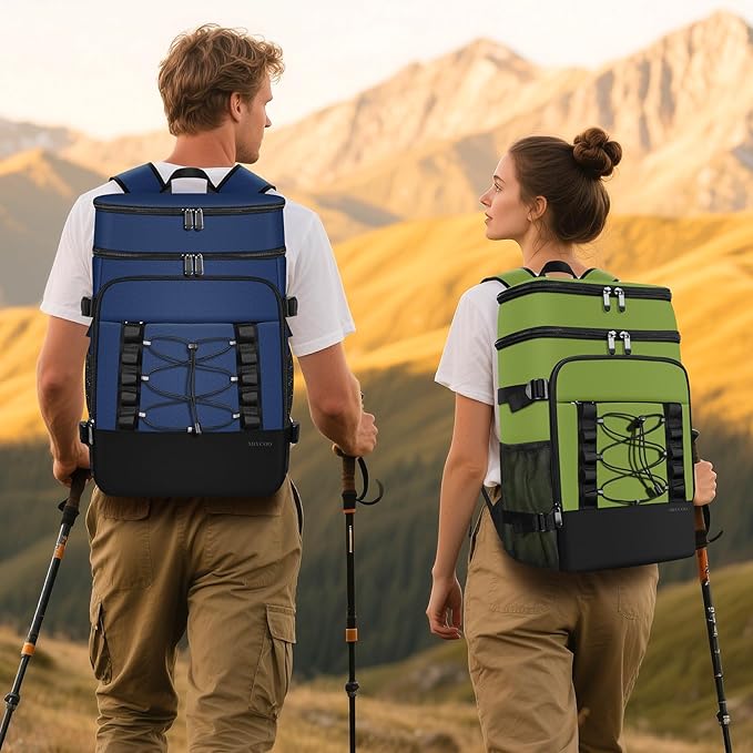 Cooler Backpack - 40 Cans Insulated Backpack Cooler for Men & Women, Portable 2 Leak Proof Compartments Coolers Bag for Beach Travel Picnic Lunch Hiking BBQ Camping - MIYCOO