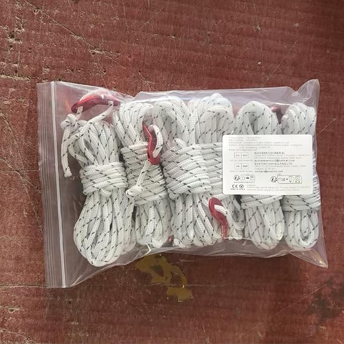 Azarxis Reflective Tent Guide Rope Lightweight Guy Line Cord with Aluminum Adjuster Guyline Tent Cord Tensioner for Camping Hiking Backpacking - Essential Survival Gear 13 Feet