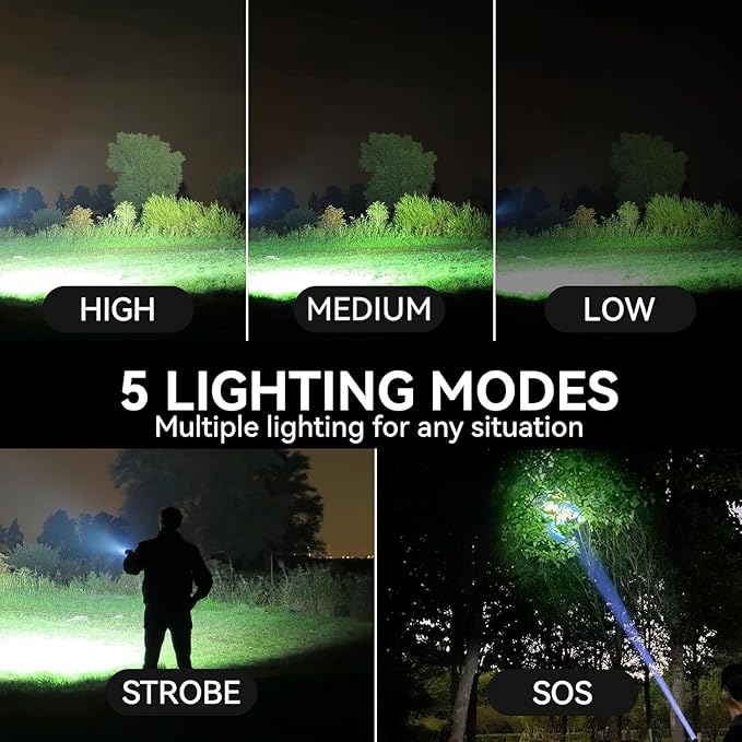 Rechargeable Flashlights 90,000 High Lumen, 2 Pack Super Bright LED Flashlight with 5 Modes, High Powered Flash Light for Home, Camping, Outdoor