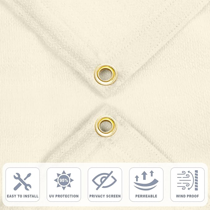 Cool Area Sun Shade Cloth with Grommets 3x8 FT Shade Panel Shade Tarp Screen Fabic for Outdoor Patio Pergola Cover Deck Garden, Butter Cream