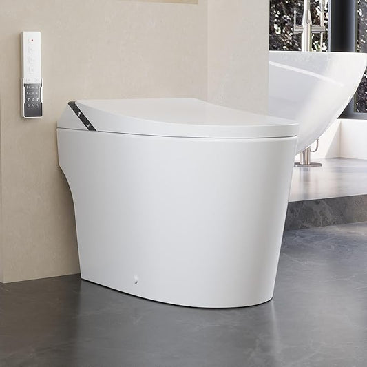 DeerValley Smart Toilet With Bidet Built in, Smart Bidet Toilet with Powerful Flush, Smart Toilet ADA Height, Cleaning Foam Dispenser, Foot Sensor, Warm Dryer, Heated Seat & Night Light, LED Display