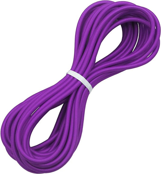 1/4" Elastic Bungee Shock Cords, 25 Feet Marine Grade Kayak Heavy Stretch String Rope & Tie Down Trailer Straps for DIY Projects Purple