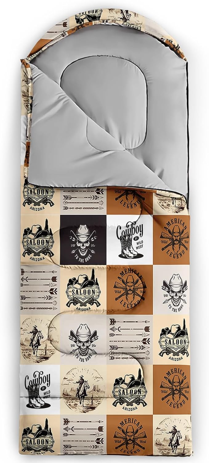 Sleeping Bags for Adults and Kids，3D Printing Camping Sleeping Bag for Girls Boys Lightweight Waterproof Cold/Warm 3-Season，Outdoor Travel with Compression Bags