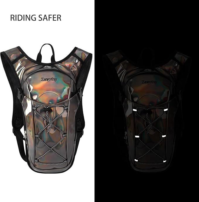 Reflective Hydration Backpack, Hydration Pack - Water Backpack with 2L/3L Hydration Bladder, Essential for Festivals - Rave Hydration Pack for Hiking, Running, Cycling, and Festivals