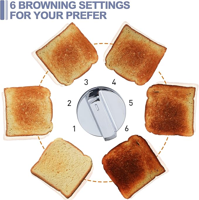 CUSIMAX 4 Slice Toaster, Ultra-Clear LED Display & Extra Wide Slots, Dual Control Panels of 6 Shade Settings, Cancel/Bagel/Defrost Function, Removable Crumb Trays, Stainless Steel Toaster