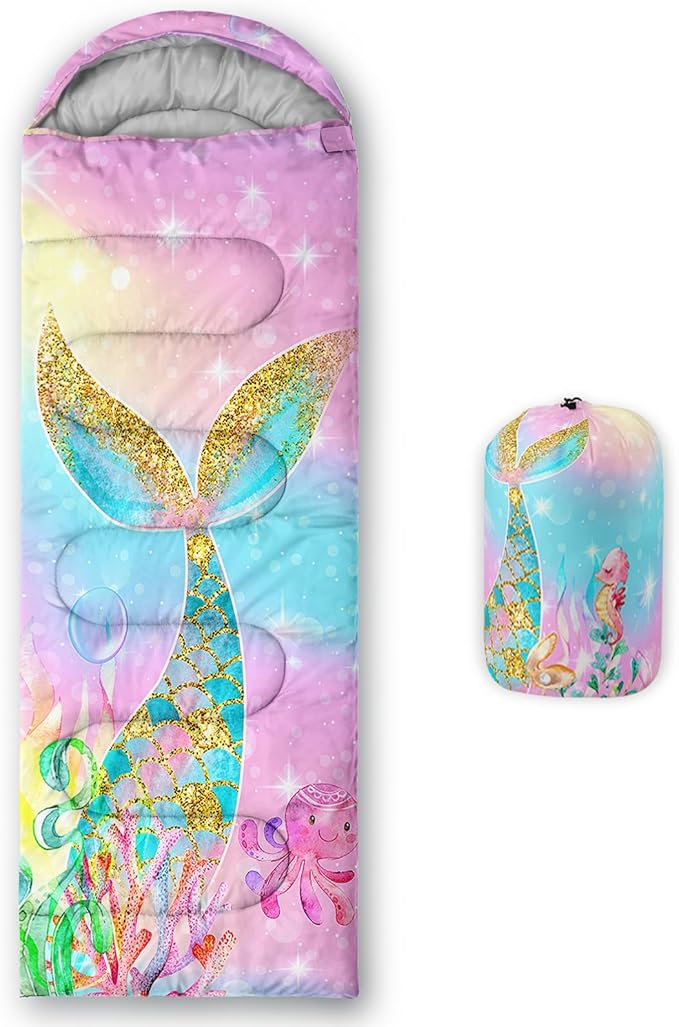 QOOMO Camping Sleeping Bags,3 Season Warm & Cool Weather,Lightweight,Waterproof Sleeping Bags for Adults & Kids,Traveling,and Outdoors,Camping Gear Equipment