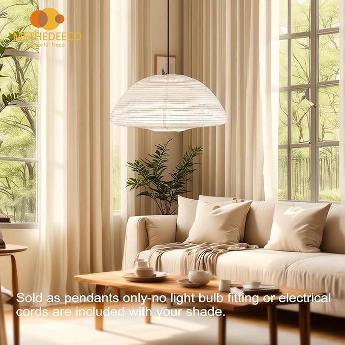 Paper Lanterns 20inch Large Paperlampshade Hanging Rice Paper Lamp.SemicircularPendant Light Shade Chinese Lantern for indoor bedroom,living room.home gift for her