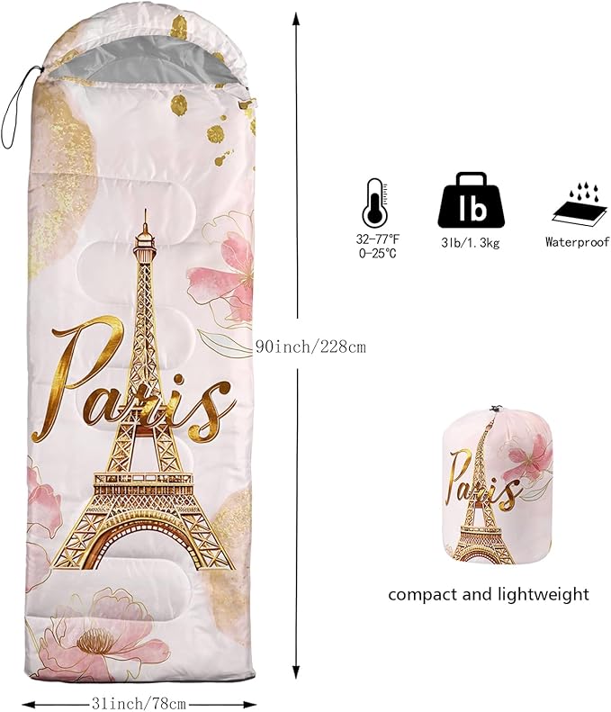 QOOMO Camping Sleeping Bags,3 Season Warm & Cool Weather,Lightweight,Waterproof Sleeping Bags for Adults & Kids,Traveling,and Outdoors,Camping Gear Equipment