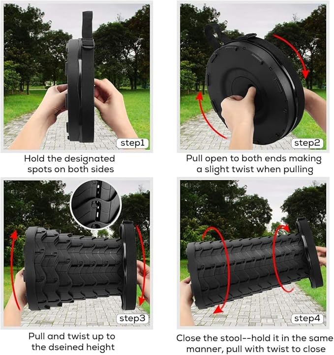 Fishboy Upgraded Collapsible Stool, 400lbs Max Weight, Lightweight But Sturdy, Portable Retractable Folding Telescoping Foldable Camping Stool for Adults Outdoor Fishing Hiking Travel BBQ