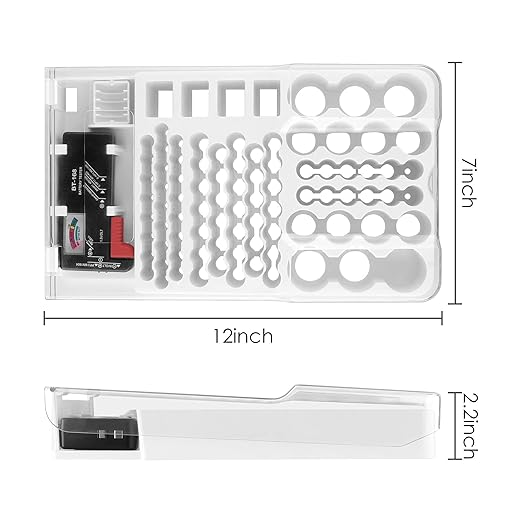 Linkidea Battery Organizer Storage Case, Battery Box with Tester Holds 93 Batteries Various Sizes for AAA, AA, 9V, C, D, and Button Battery