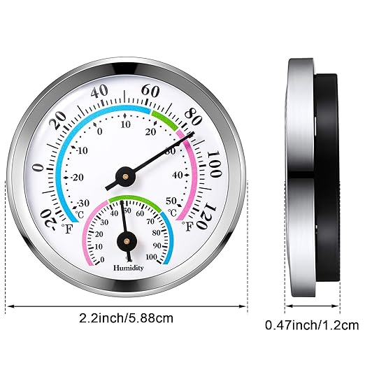 Weewooday 3 Pcs Indoor Outdoor Thermometer 2 in 1 Mini Home Temperature Humidity Hygrometer Monitor Gauge for Home Offices Wall(Silver)