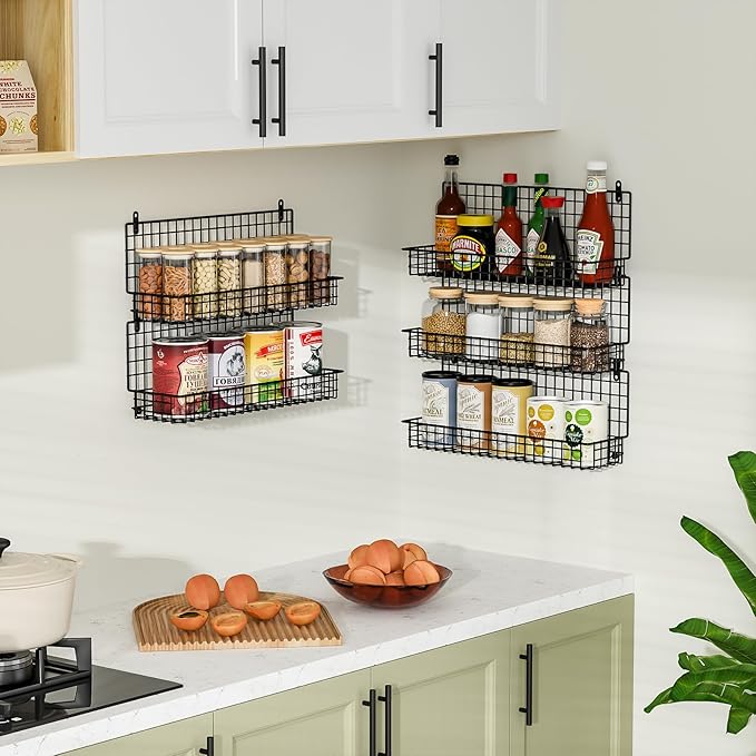 X-cosrack Spice Rack Wall Mount, 5 Tier Large Spice Rack Organizer for Efficient Storage, Height-Adjustable Hanging Spice Shelf for Kitchen and Pantry, Up to Storage 90 Jars(Patent No.:D909138S)