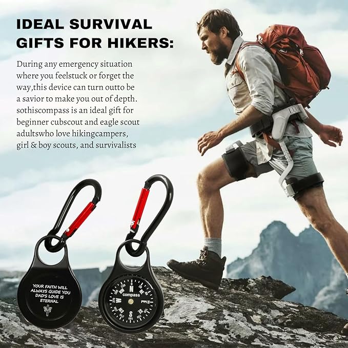 Custom Portable Compasses Keychain with Text Mini Compass with Waterproof Luminous Function Survival Gifts for Men Hiking Camping Hunting Map Navigation Tool