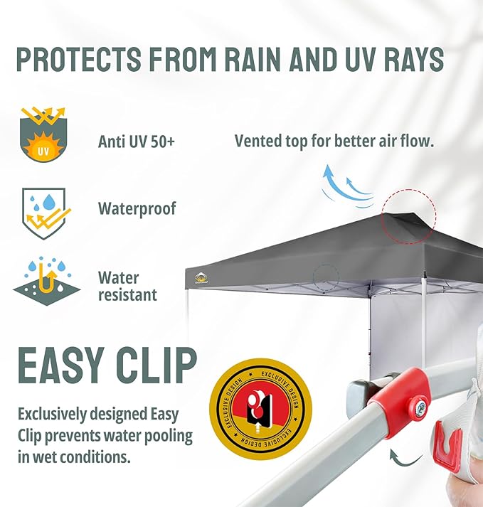 CROWN SHADES 12x12 Pop Up Canopy Tent Instant Commercial with 150D Silver Coated Fabric Including 1 Removable Sidewall, 4 Ropes, 8 Stakes, Weight Bags, STO 'N Go Bag, Grid Grey