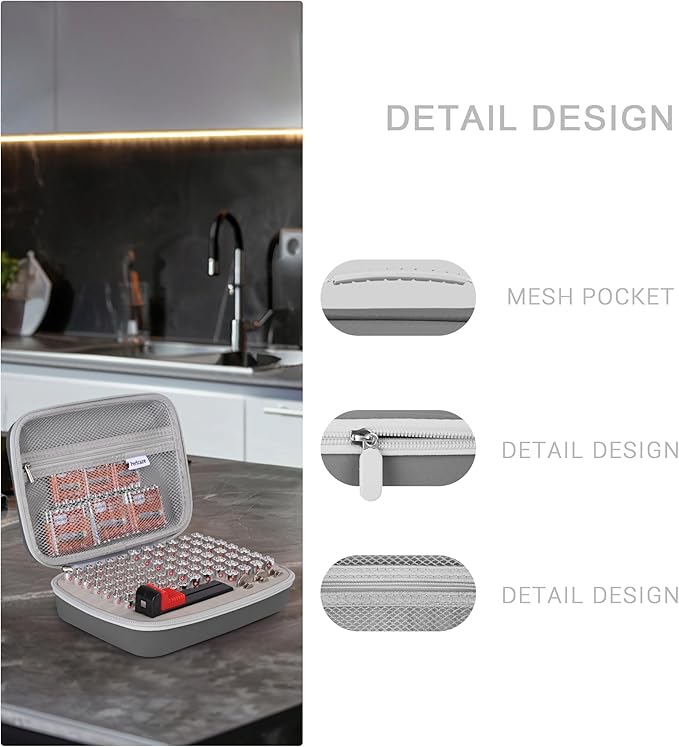 Battery Storage Case for AA AAA Button Cells, Battery Organizer Case, for 3 Batteries Variety Pack 88 Batteries Mesh Bag (Batteries Not Included) (GREY)