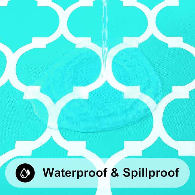 Smiry Rectangle Picnic Table Cover, Waterproof Elastic Fitted Camping Tablecloths for 4 Foot Tables, Wipeable Flannel Backed Vinyl Tablecloth Protector for Indoor, Outdoor (Teal, 24x48 Inches)