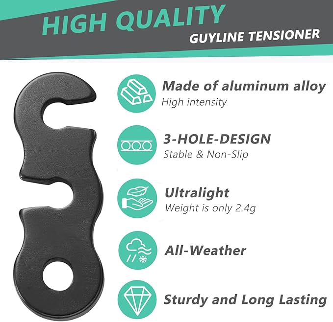 30Pcs Guyline Tensioner Aluminum Alloy Guy Line Cord Adjusters Tent Rope Tensioners Paracord Tensioner for Outdoor Tent Camping Hiking Accessories