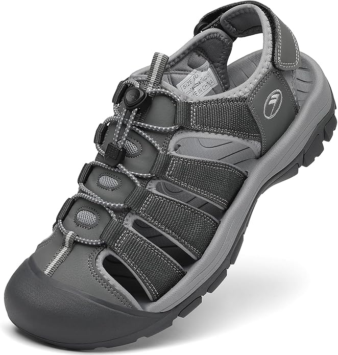 FLARUT Men's Athletic Sandals - Closed Toe Sport Hiking & Outdoor Walking Water Sandals with Anti-Slip Cushioning and Breathable Mesh