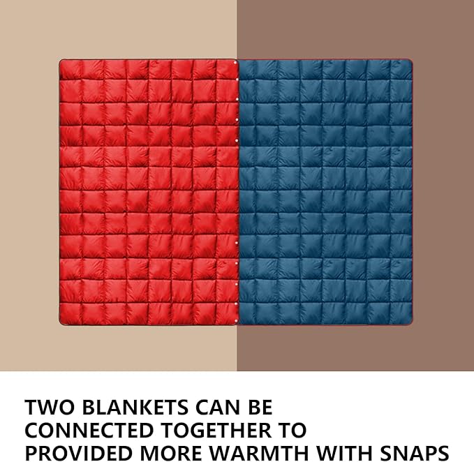 zzlamb Puffy Down Camping Blanket Water-Repellent, Down Throw Travel Blanket Portable for Outdoor, Light Warm Quilt for Couch Plane Car Theater Stadium Picnic RV Backpacking Hammock