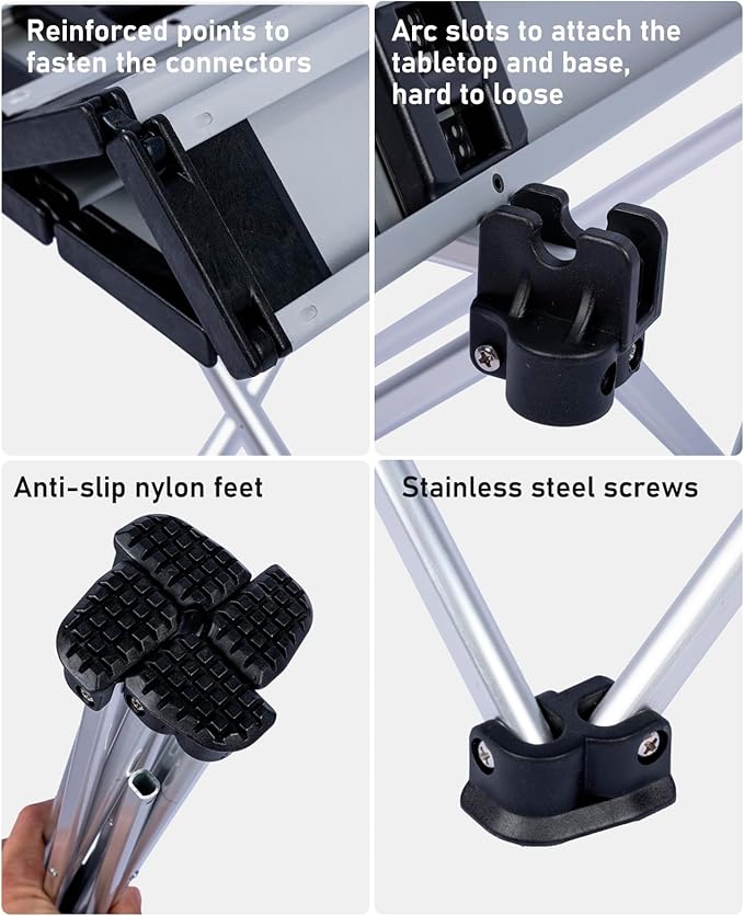 iClimb Ultralight Compact Camping Folding Table with Carry Bag (Silver - L)