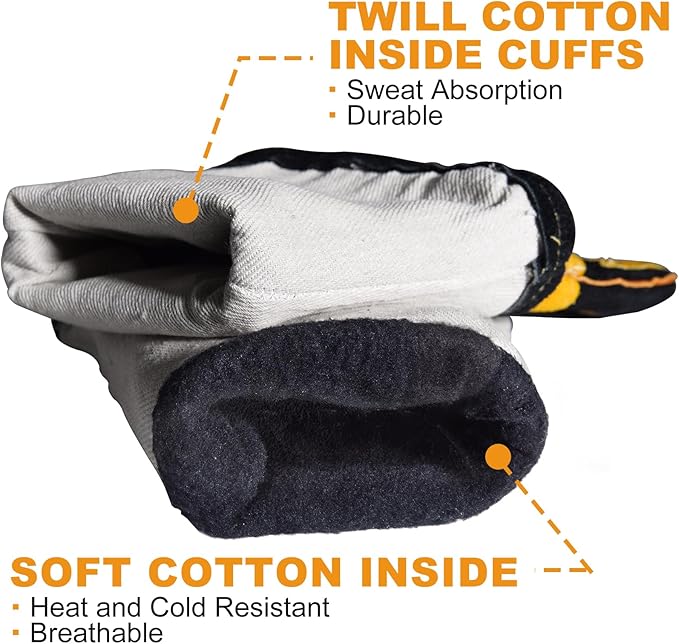 TOPDC Welding Gloves 16 Inches 932℉ Fire/Heat Resistant Leather Welding Gloves For Mig, Tig, Stick, Forge, BBQ, Grill, Fireplace, Wood Stove, Furnace, Oven, Animal Handling for Safe, Loving Pet Care