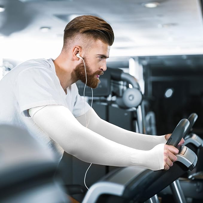 GOUNOD Sun Protection Cooling Arm Sleeves with Thumb Holes - Gardening Outdoors Sports Workouts Sunscreen Arm Sleeves