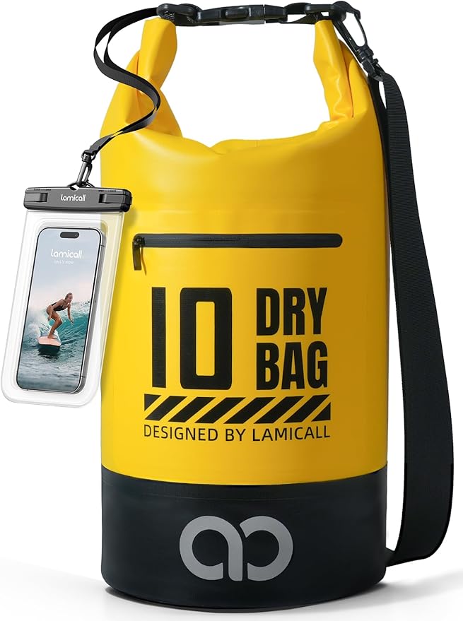 Lamicall Dry Bag Waterproof Backpack - [Zippered Pocket] 5L/10L/20L/30L/40L Roll Top Waterproof Bag with Water Proof Phone Pouch, Floatable Drybag for Swimming, Boating, Kayaking, Camping, Beach