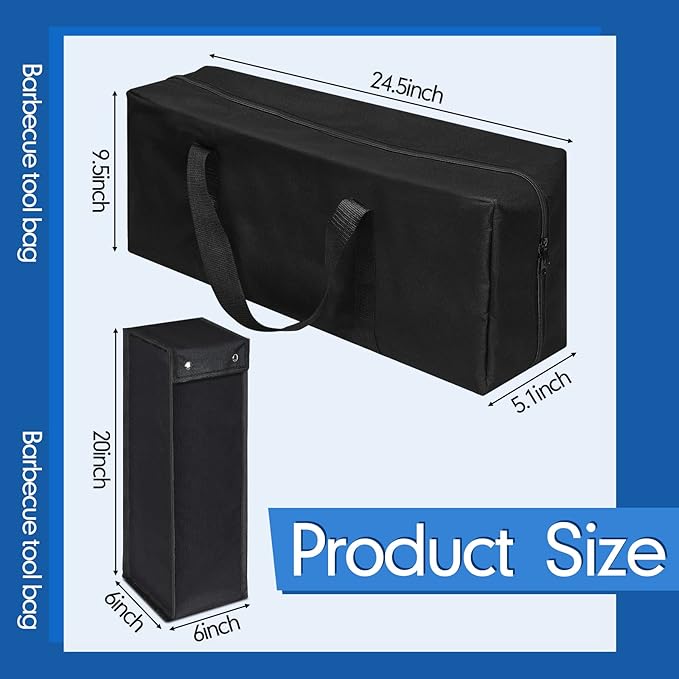 Amylove 2 Sizes Grill Utensil Storage BBQ Tool Bag Foldable Oxford Grilling Carry Bag Waterproof Grill Utensil Holder Outdoor BBQ Accessories Picnic Cooking Tools for Camp Barbecue(Routine)