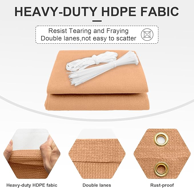 Cool Area Sun Shade Cloth with Grommets 7×18 FT Shade Panel Shade Tarp Screen Fabic for Outdoor Patio Pergola Cover Deck Garden, Peach Fuzz (Customized)