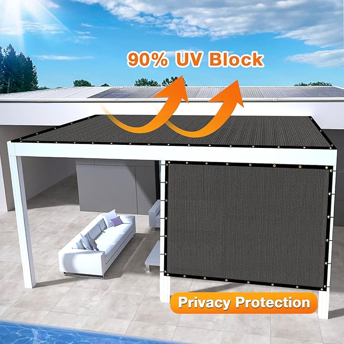 Artpuch Outdoor Pergola Shade Cover 17x21 FT Sun Shade Cloth with Grommets Dark Grey 90% UV Protection Canopy Patio Privacy Screen (Customized Available)