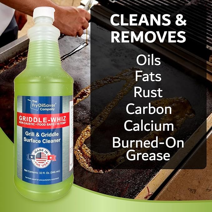 4x Griddle-Whiz Grill & Griddle Surface Cleaner, Removes Grease, Food Residue & Burnt On Organics, High-Heat Flat Top Grill Cleaner, Food Contact Surface, Non-Caustic Formula by FryOilSaver Co.