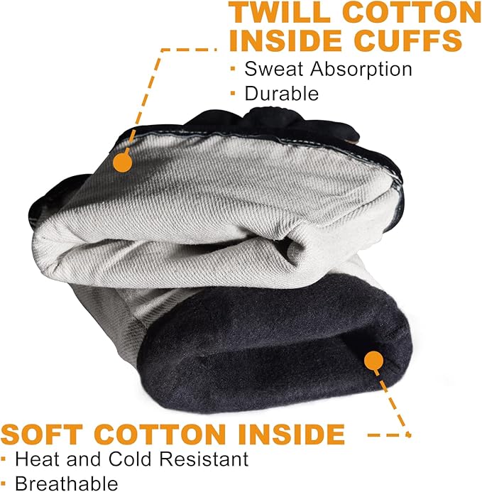 TOPDC Welding Gloves 14 Inches Fire/Heat Resistant Leather For Mig,Tig,Stick,Forge,BBQ,Grill, Fireplace,Wood Stove, Furnace,Pot,Oven