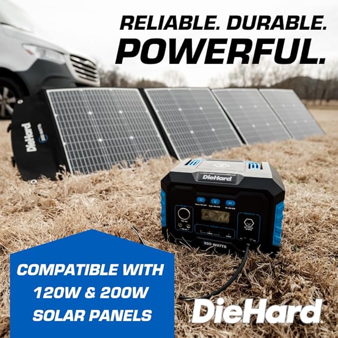 DieHard Portable Power Station 300-Watt (600-Watt Peak) 288.6Wh - Solar Generator (Solar Panel Optional), for Home Backup, Weather Emergencies, Outdoor Recreation, Jobsite and more