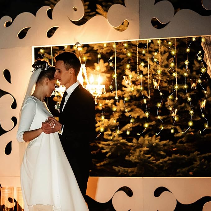 Macarrie 12 Pcs USB String Lights 33 ft 100 LED Fairy Lights Powered String for Christmas Indoor Outdoor Wedding Party Tree Home Festival Garden Decoration (Warm White)