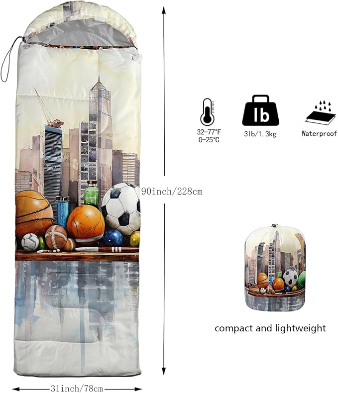 Sleeping Bags for Adults and Kids Backpacking Camping Sleeping Bags for Girls and Boys Lightweight Waterproof Cold/Warm 3-Season