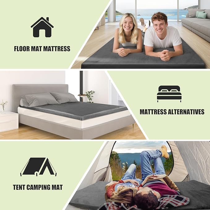 Sleeping Pad,3-inch Thick Memory Foam Camping Mattress,Portable Roll-Up Mat for Car/Tent/Floor/Cot/Travel,Comfortable Pad for Guests Sleepover