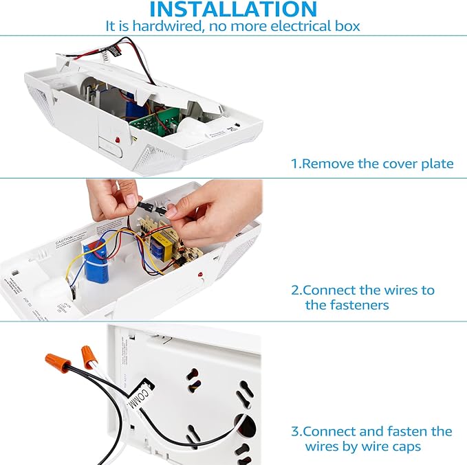 TORCHSTAR LED Emergency Lighting, Commercial Emergency Lights with Battery Backup, UL Listed, Two Square Heads, AC 120/277V, Hardwired Emergency Exit Light Fixtures for Business, Pack of 2