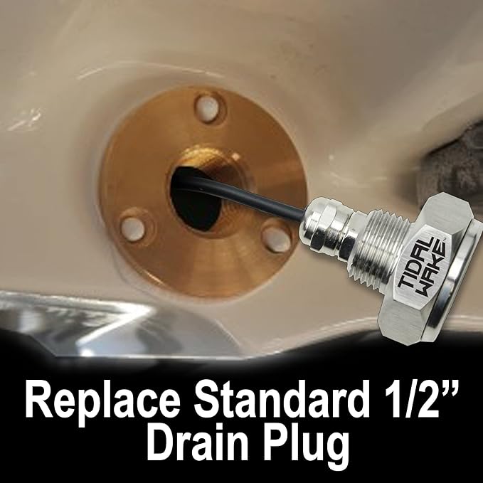 Tidal Wake IP68 Underwater 1/2in Standard Boat Drain Plug LED Light, Brilliant Underwater Lighting in Minutes! No Holes to Drill!