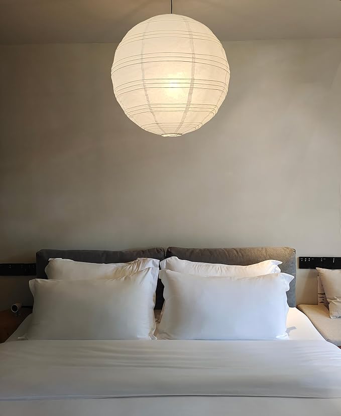 Hytsoeee(19.69Inch) Paper Lamp Shade,White Spherical Large Paper Lantern,Handmade Lantern Pendant Light Shade for Home Indoor Ceiling Light Decor,Such as Living Room, Bedroom