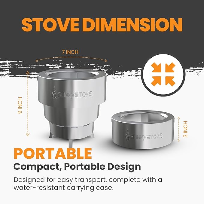 Smokeless Fire Pit for Outdoor Wood-Burning – Portable, Compact & Foldable Design for Camping, Bonfires, Tiny Cabin, Ventless Burn, Solo Pits, and Backyard Use – Stainless Steel, 7-Inch Slinky Stove
