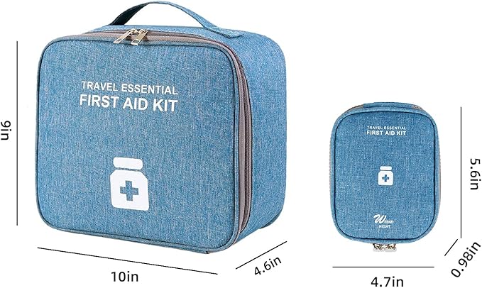 First Aid Bags Empty, Travel Medicine Bag, Medical Supplies Organizer Bag, Portable Kit for Traveling, Car, Home, Camping, Office, Hiking, Outdoor (Cationic Sky Blue)