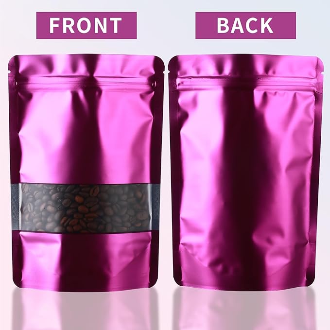 200 Pcs Mylar Bags for Food Storage 5x8 Mylar Bag with Window, Foil Stand Up Resealable Bags for Food, Smell Proof Bag Freeze Dried Candy Packaging Sealable Pouch Jewelry Bracelet Pouch