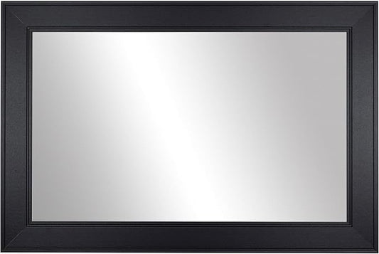Frame My Mirror Black Framed Mirror, 26" x 38" Mirror for Bathroom, Wood Frame, True Reflections Glass, Black Finish, Porter Design, Hangs Horizontally or Vertically, Made in USA