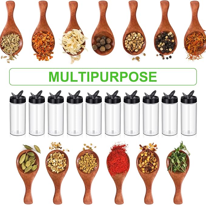 Zhehao 36 Pcs 16 oz Plastic Spice Jars Containers with Black Cap Large Spice Bottles with Shaker Lids for Kitchen Storage Seasoning Powder Herbs Cabinet