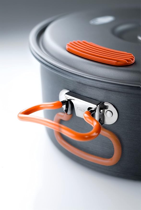 GSI Outdoors Halulite Aluminum Pot, Lightweight Hard Anodized Aluminum Camp & Backpacking Cookware with Lid & Folding Handle