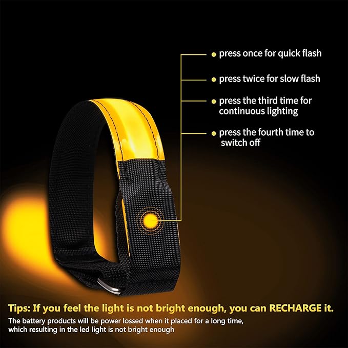 Rechargeable LED Armband for Running(2 Pack), Light Up LED Armband, High Visibility Reflective Running Gear for Night Safety, Running Lights for Running Walking Cycling