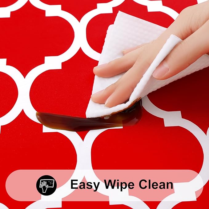 Smiry Rectangle Picnic Table Cover, Waterproof Elastic Fitted Camping Tablecloths for 4 Foot Tables, Wipeable Flannel Backed Vinyl Tablecloth Protector for Indoor, Outdoor (Red, 30x48 Inches)