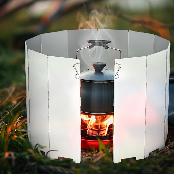 Camping Stove Windscreen 12 Plates Ultralight Folding Camp Stove Windscreen Portable Camping Stove Windshield for Use with Alcohol Stoves and Other Backpacking Stoves Butane Stoves