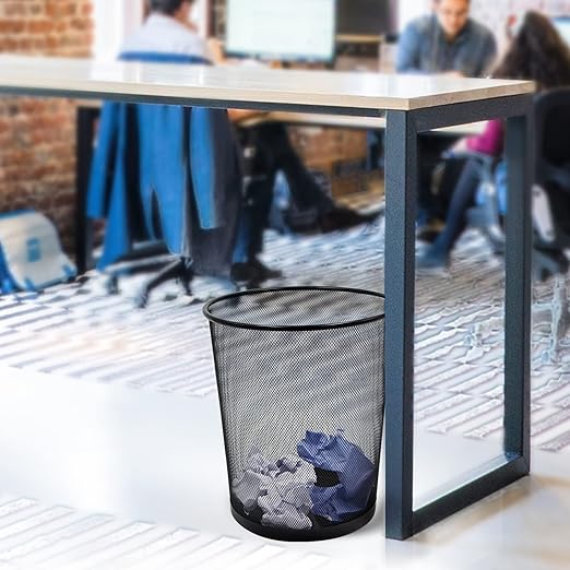Black Mesh Trash Cans, 10-Pack 6 Gal Mesh Office Trash Can, Open Metal Wire Wastebaskets, Waste Basket Trash Can for Near Desk,Recycling Garbage Container Bin for Office,Home,School
